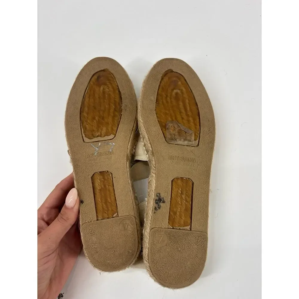 J Jill Women's Ivory Canvas Espadrille Slip On Flats US 7Casual Shoes